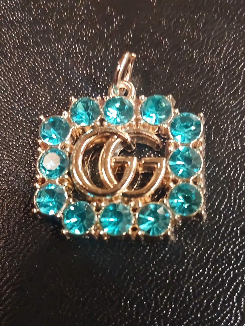 GG Teal Crystal & Gold Accents Charm Pendant